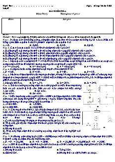 Bài kiểm tra môn: Vật Lý - Đề 1