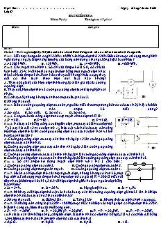 Bài kiểm tra môn: Vật Lý - Đề 2