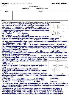 Bài kiểm tra môn: Vật Lý - Đề 3