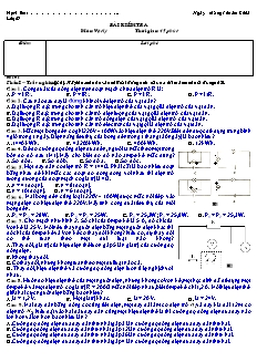 Bài kiểm tra môn: Vật Lý - Đề 4