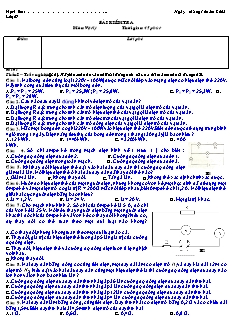 Bài kiểm tra môn: Vật Lý - Đề 5