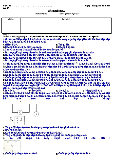 Bài kiểm tra môn: Vật Lý - Đề 6