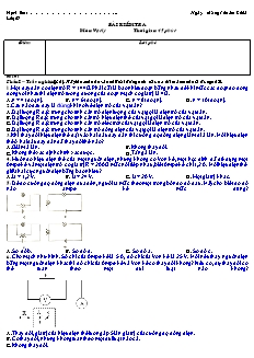 Bài kiểm tra môn: Vật Lý - Đề 7