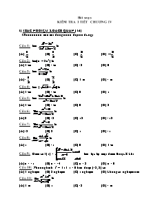 Bài soạn Kiểm tra 1 tiết chương IV