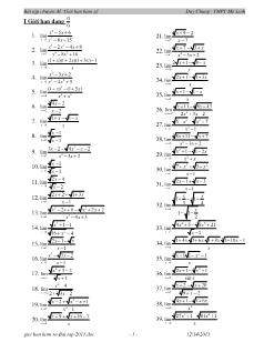 Bài tập Chuyên đề: Giới hạn hàm số