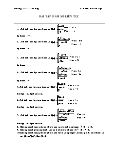 Bài tập hàm số liên tục - Trường THPT Gò Công