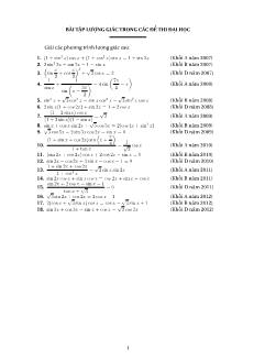 Bài tập lượng giác trong các đề thi đại học