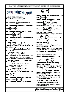 Bài tập về nhị thức niuton - Giới thiệu đề tuyển sinh