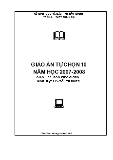 Bìa: Giáo án Tự chọn 10 năm học 2007 - 2008