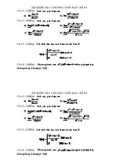 Bộ đề kiểm tra chương giới hạn môn Toán 11