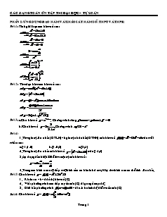 Các dạng Toán ôn tập thi đại học – Tự Luận