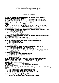Câu hỏi trắc nghiệm Lý 8