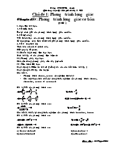 Chuyên đề 1: Phương trình lượng giác cơ bản