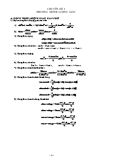 Chuyên đề 1: Phương trình lượng giác