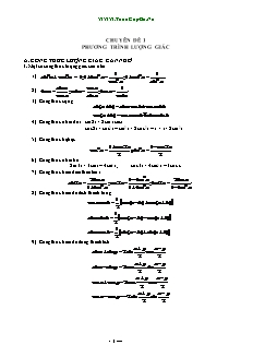 Chuyên đề 1 Phương trình lượng giác