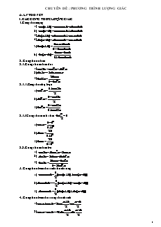 Chuyên đề Công thức lượng giác và phương trình lượng giác