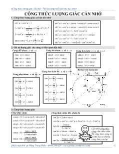 Công thức lượng giác cần nhớ