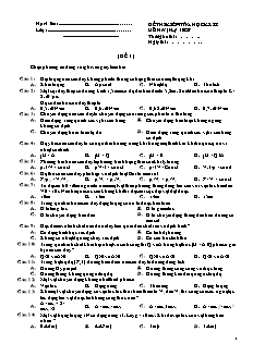 Đề 1 thi kiểm tra học kỳ II môn: Vật lý 10
