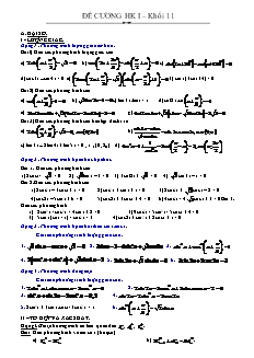 Đề cương Học kì I – Khối 11 môn Toán