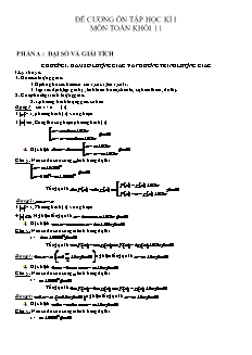 Đề cương ôn tập học kì I môn Toán khối 11