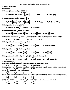 Đề cương ôn tập học kì I Toán 11