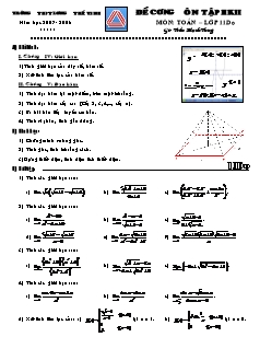 Đề cương ôn tập học kì II môn: Toán