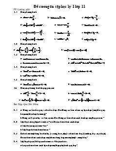 Đề cương ôn tập học kỳ I lớp 11 môn Toán
