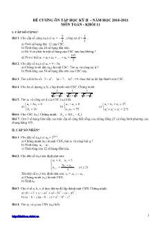 Đề cương ôn tập học kỳ II - Năm học 2010-2011 môn Toán - khối 11