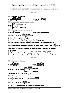 Đề cương ôn tập môn Toán học kỳ II, năm học: 2012 - 2013