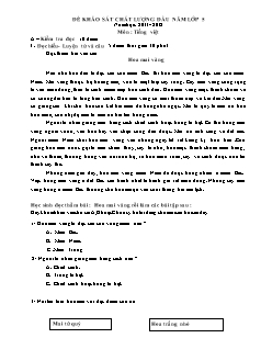 Đề khảo sát chất lượng đầu năm lớp 5 năm học: 2011 - 2012 môn: Tiếng Việt