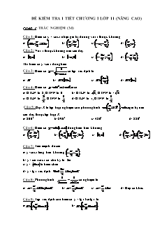 Đề kiểm tra 1 tiết chương I lớp 11 (nâng cao)