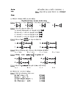 Đề kiểm tra 1 tiết chương I môn: Đại số & giải tích 11 - Cơ bản