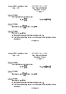 Đề kiểm tra 1 tiết lớp 11 môn: Đại số & giải tích - Chương 5