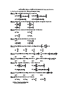 Đề kiểm tra 1 tiết lượng giác lớp 11 (Cơ bản)
