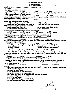 Đề kiễm tra 1 tiết môn: Vật lý