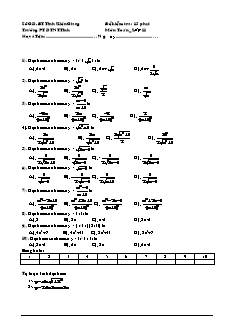 Đề kiểm tra: 15 phút - Môn: Toán _ Lớp 11