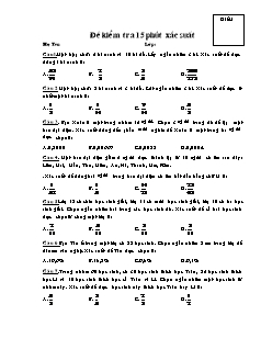 Đề kiểm tra 15 phút xác suất