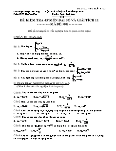 Đề kiểm tra 45' môn Đại số và giải tích 11 - Đề 2