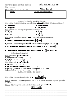 Đề kiểm tra 45 phút Đại số 11