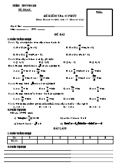 Đề kiểm tra 45 phút môn: Đại số và giải tích 11 (ban cơ bản)