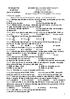 Đề kiểm tra cả năm môn Vật lý 9 năm học 2007 - 2008
