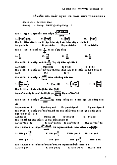 Đề kiểm tra chất lượng cả năm môn Toán lớp 12