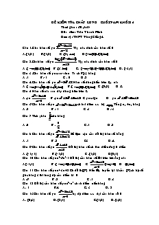 Đề kiểm tra chất lương cuối năm khối 12