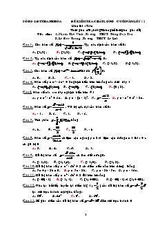 Đề kiểm tra chất lượng cuối năm lớp 12 môn thi: Toán