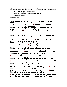 Đề kiểm tra chất lượng cuối năm lớp 12 - Toán