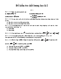 Đề kiểm tra chất lượng học kì I Toán 11