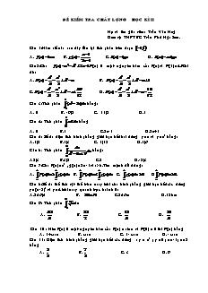Đề kiểm tra chất lượng học kì II môn Toán