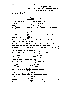 Đề kiểm tra chất lượng học kỳ I năm học 2007 - 2008 môn Toán lớp 12 - Trắc nghiệm khách quan