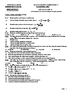 Đề kiểm tra chất lượng học kỳ I năm học 2011-2012 môn vật lý lớp 10 (thời gian làm bài 45 phút không kể thời gian giao đề)