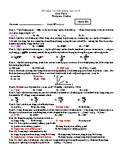 Đề kiểm tra chất lượng học kỳ II môn: Vật lý